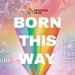 Bangkok Pride 2025 official poster featuring the "Born This Way" rainbow theme