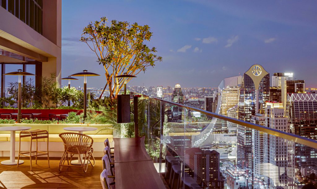 Interior of Bar.Yard at Kimpton Maa-Lai Bangkok, venue for Thailand Cocktail Festival 2025 opening party.