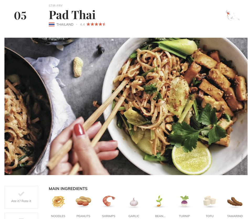 Pad Thai with shrimp, lime, and peanuts served on a white plate